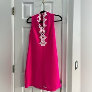 Vince Camuto Pink Sleeveless Dress with White Embroidery